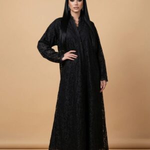 عباية دانتيل أسود كلوش